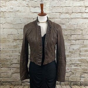 || All Saints ||Brown Leather Lelex Jacket UK12US8